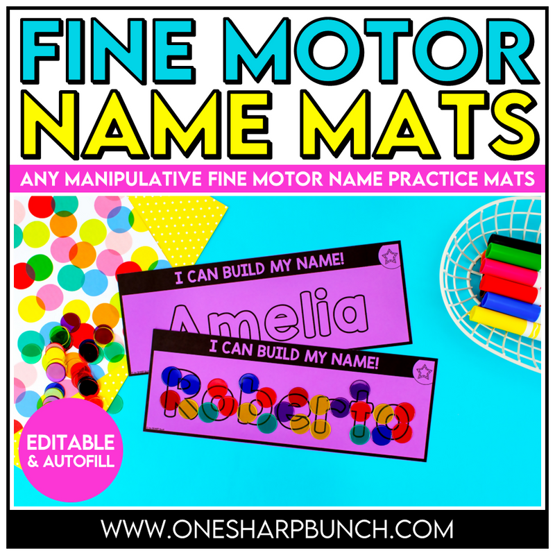 Editable Name Practice | Fine Motor Name Activities with Any Manipulative for Preschool & Kindergarten