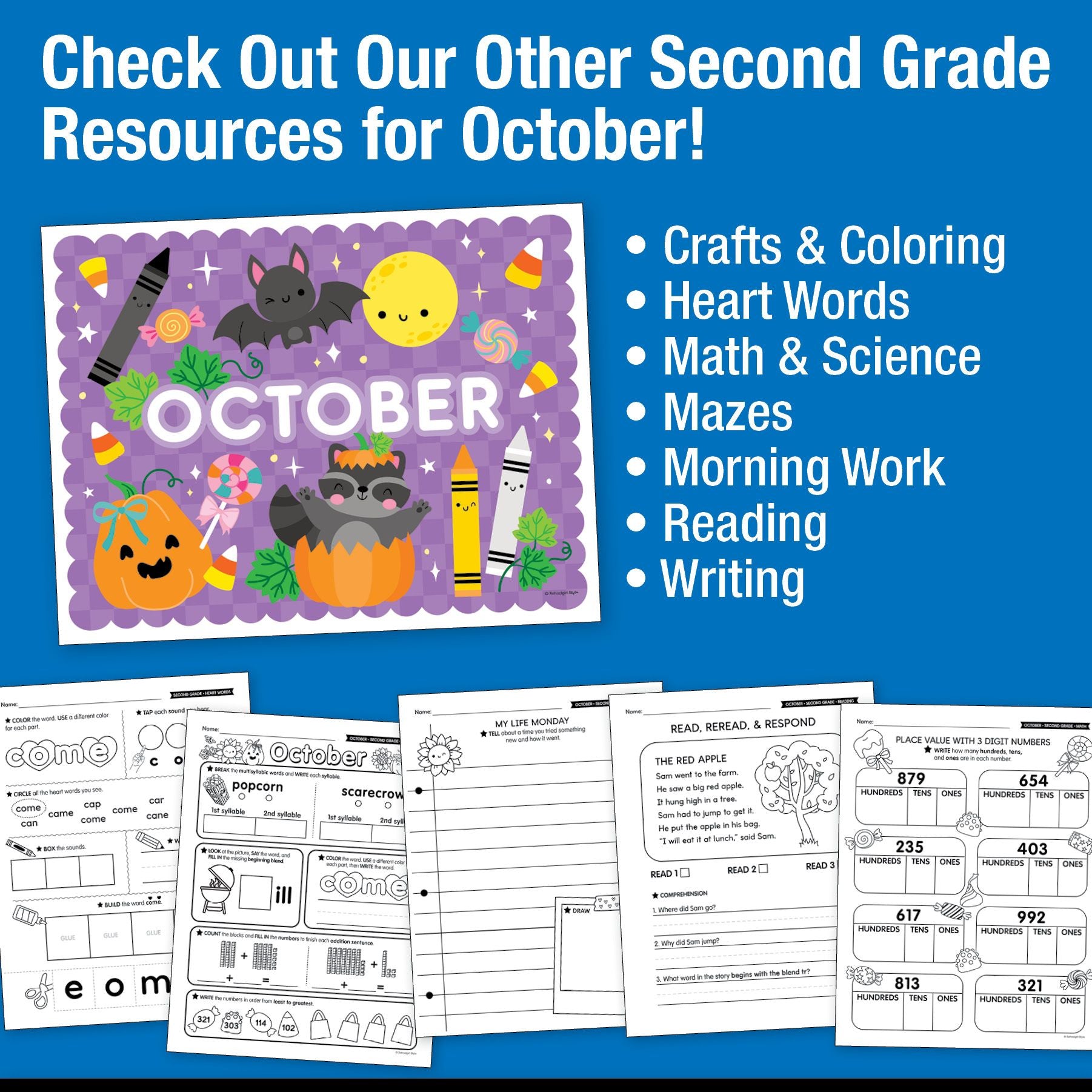 Printable Second Grade October Daily Science of Reading
