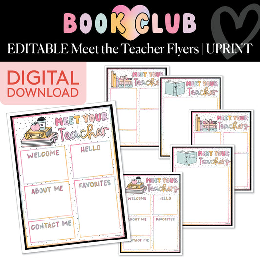 Printable Boho Pastel Editable Meet the Teacher Flyers