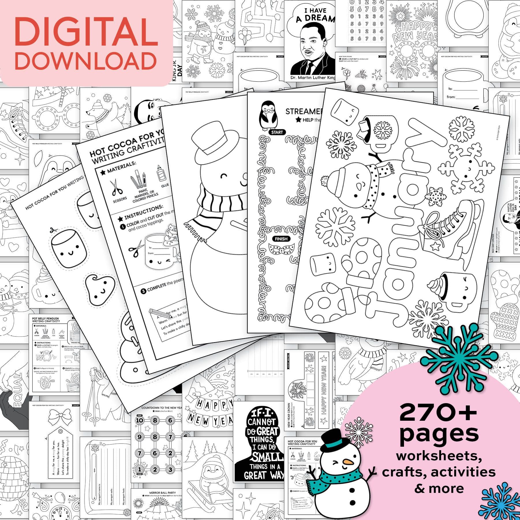 Printable Kindergarten January Thematic Unit Bundle