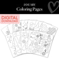 Load image into Gallery viewer, Free Printable January Coloring Pages Pack 2
