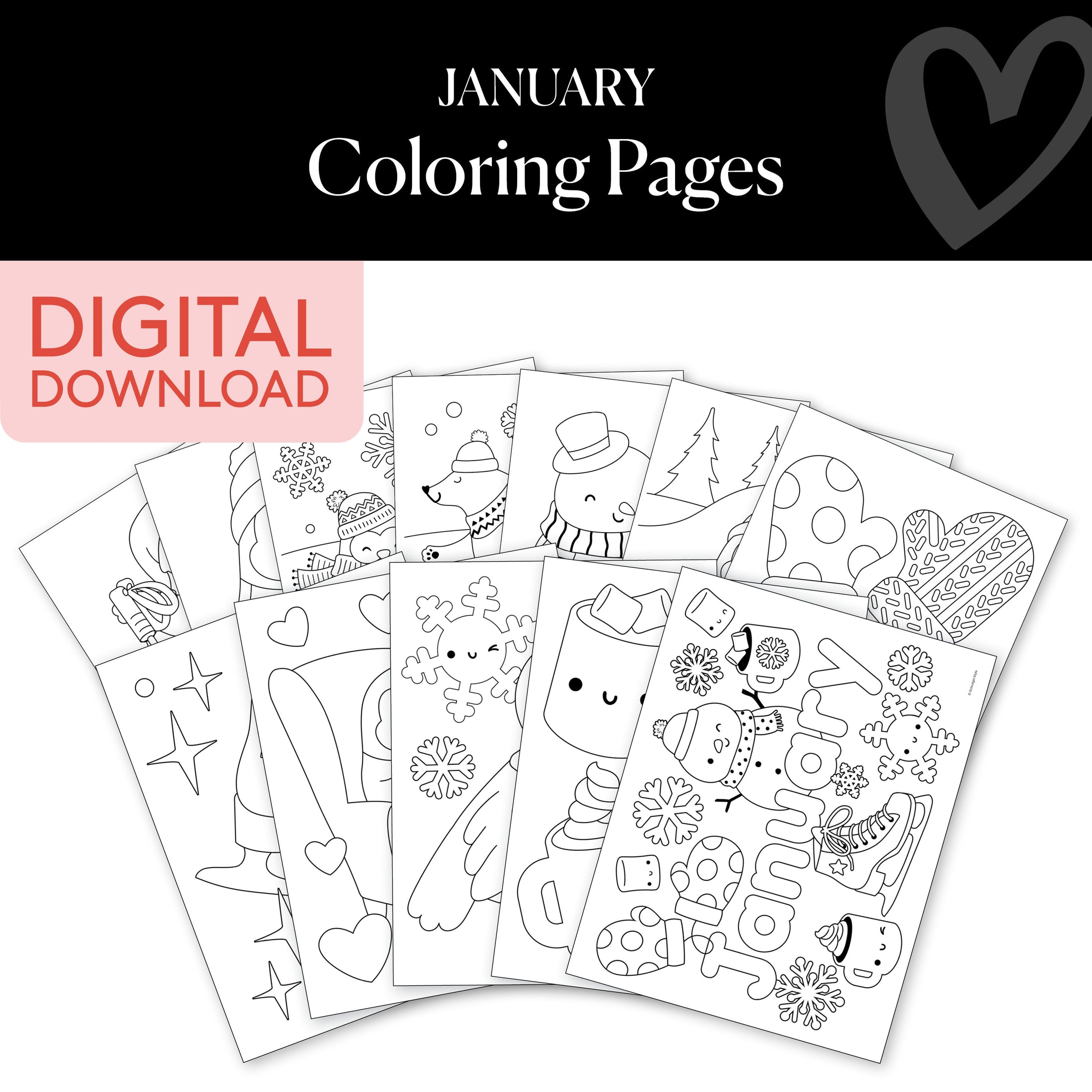 Free Printable January Coloring Pages Pack 2