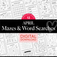 Load image into Gallery viewer, Printable April Mazes and Word Searches

