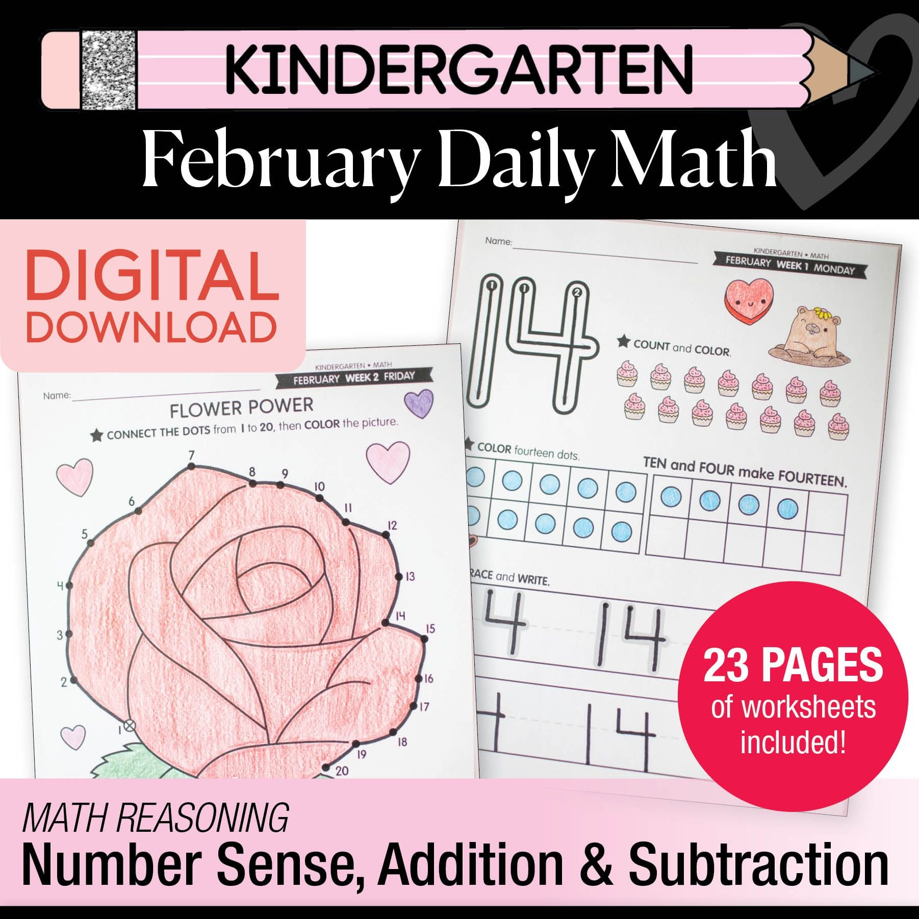 Printable Kindergarten February Daily Math