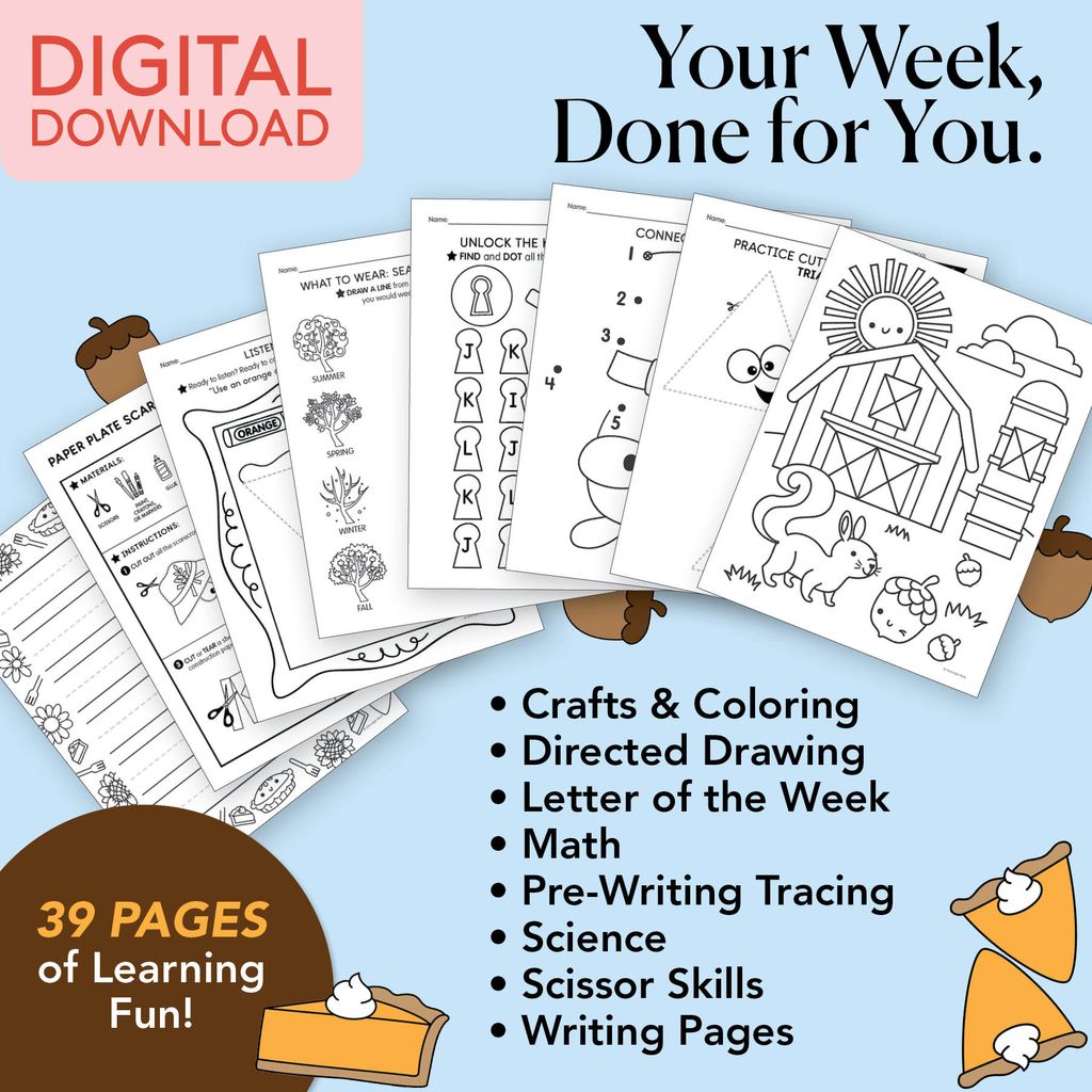 Printable Preschool November Week 3 Resources