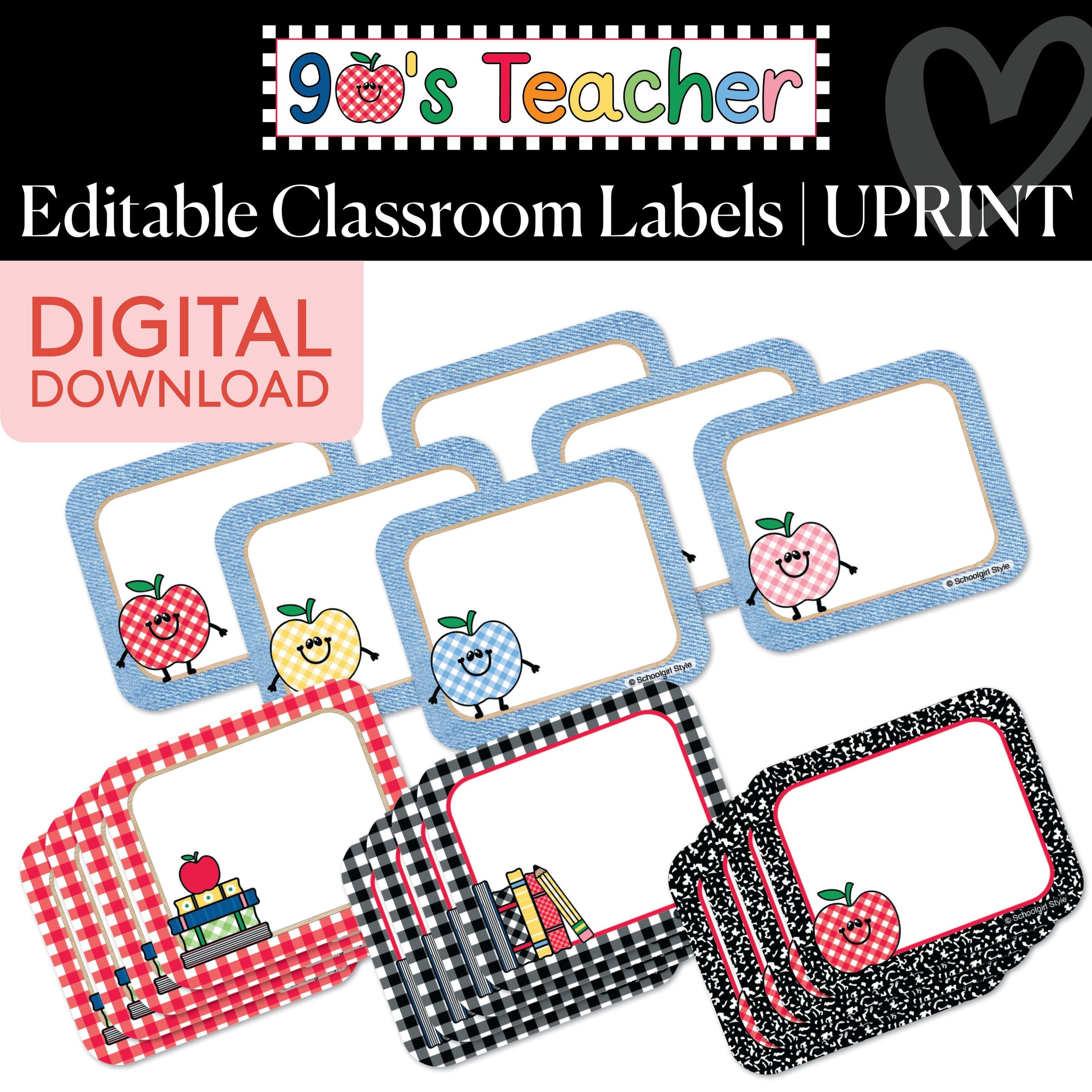 Printable Retro Editable Classroom Labels | 90s Teacher