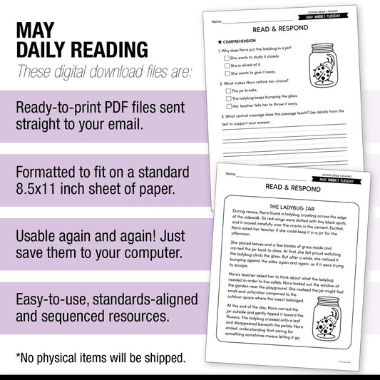 Printable Second Grade May Daily Reading