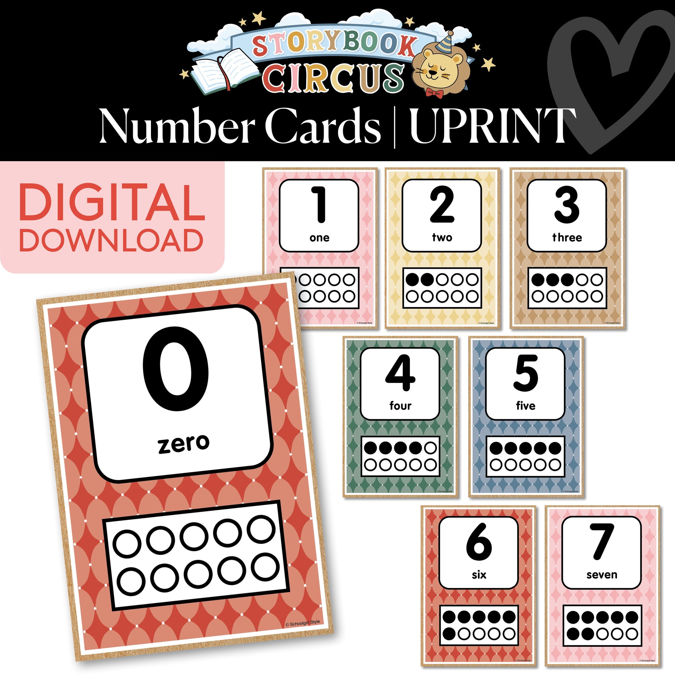 Printable Vintage 0-30 Ten Frames Number Cards | Storybook Circus
