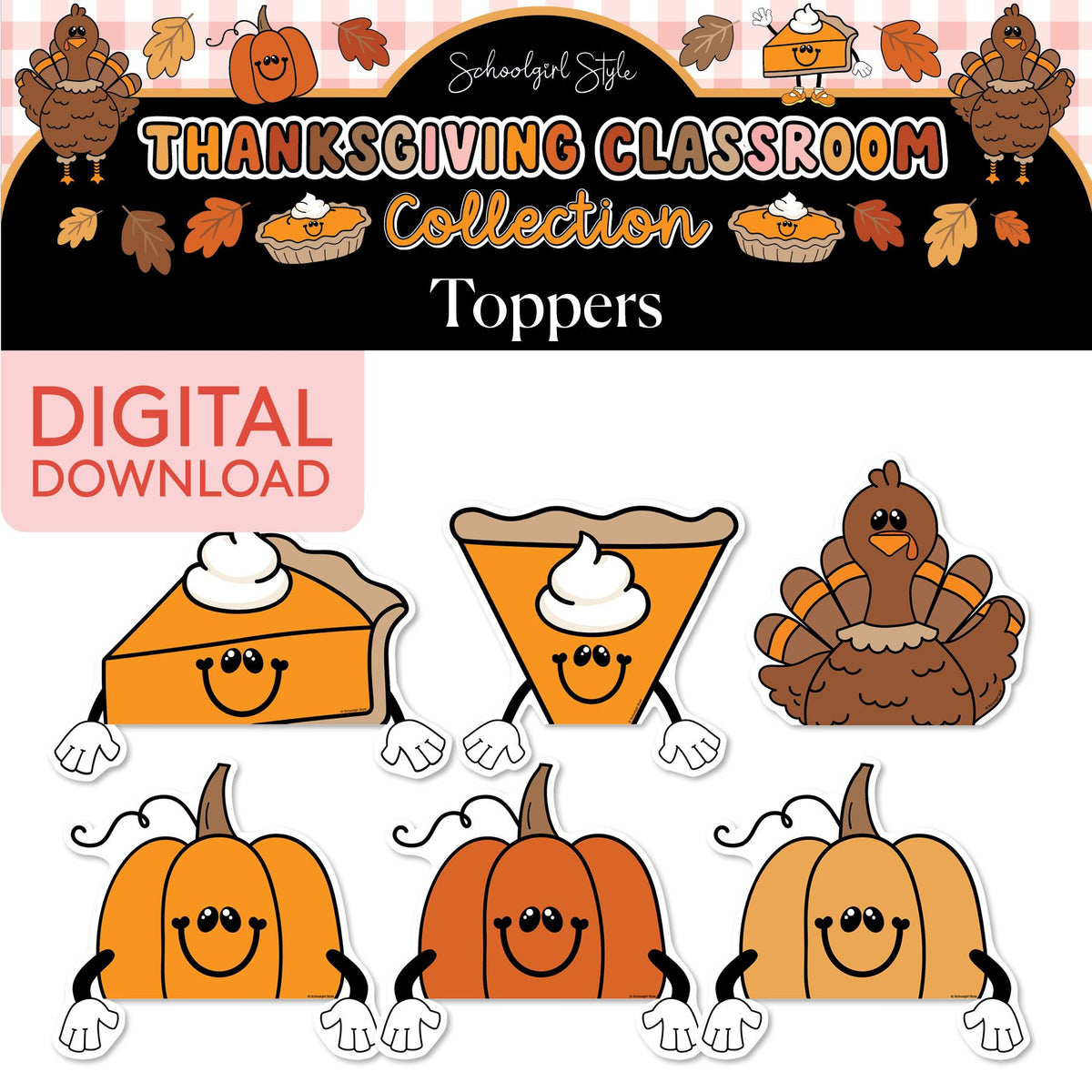 Printable Thanksgiving Toppers Cutouts | 90s Teacher
