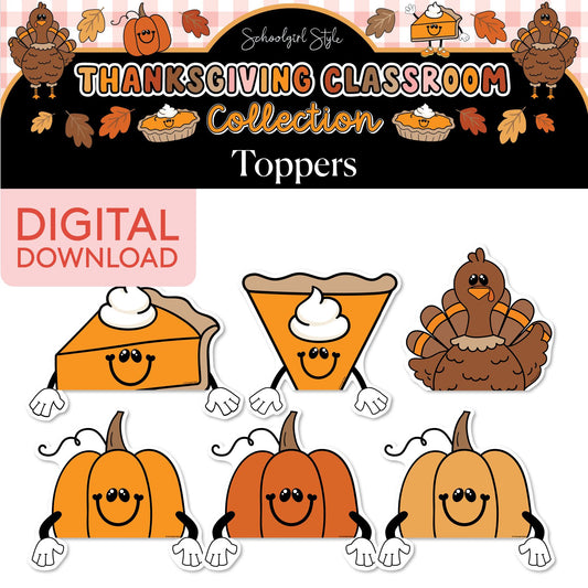 Printable Thanksgiving Toppers Cutouts | 90s Teacher