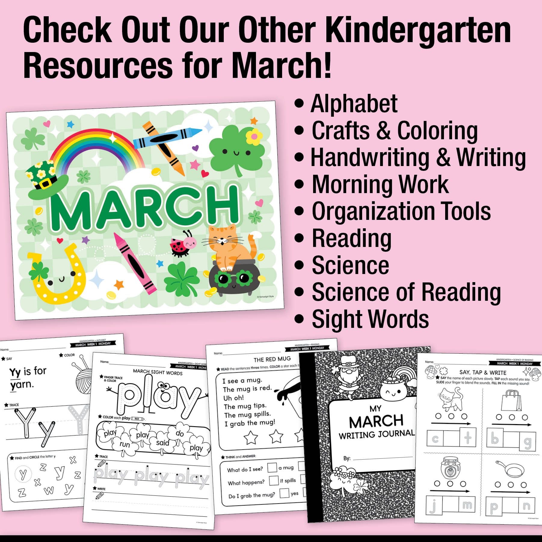 Printable Kindergarten March Daily Math