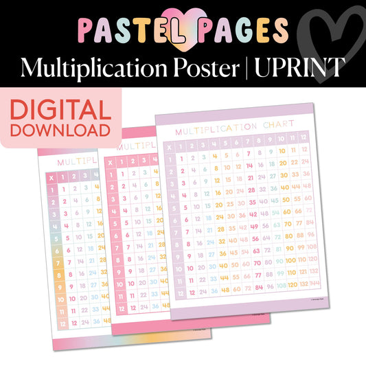 Printable Boho Pastel Multiplication Poster | Pastel Pages