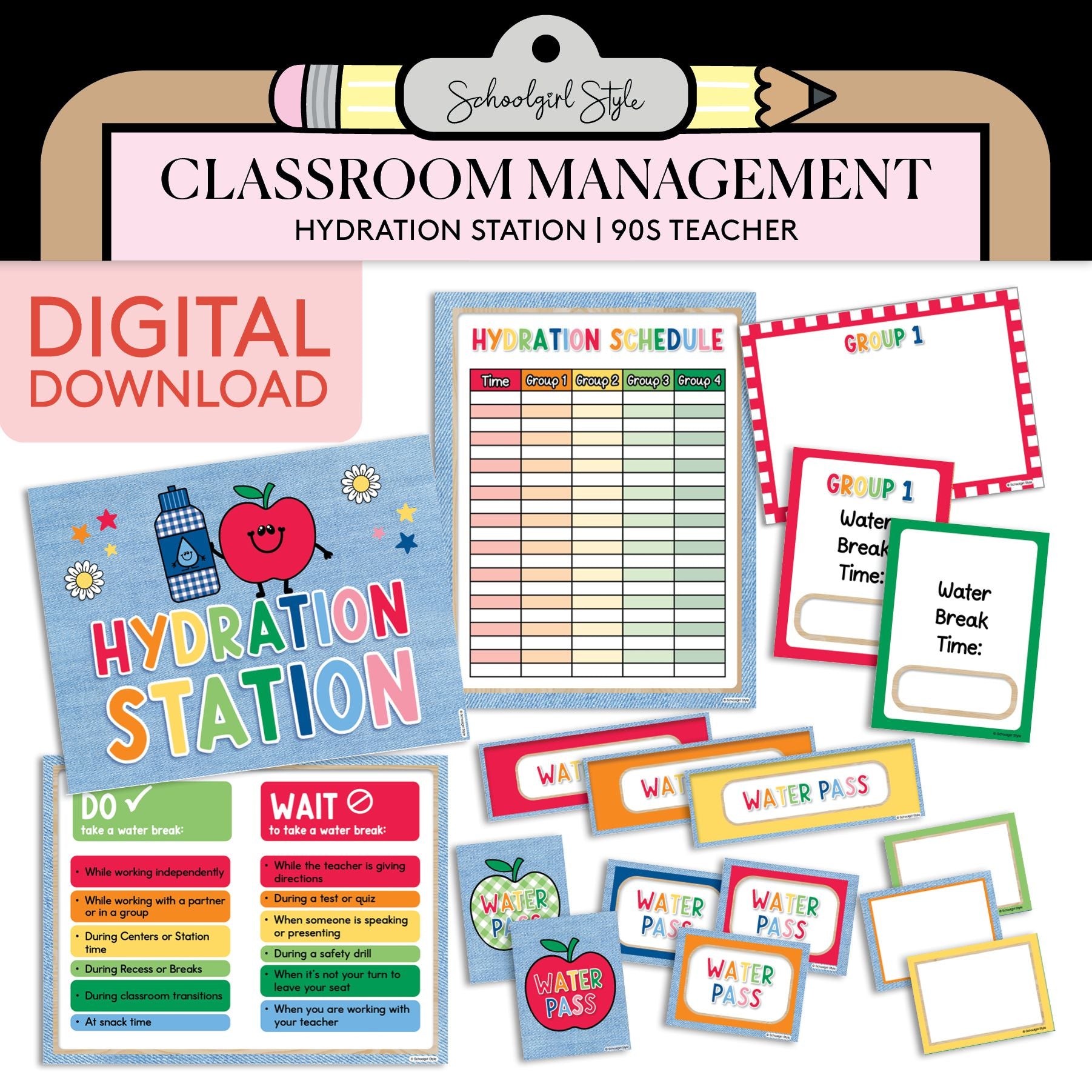 Printable Hydration Station | 90s Teacher