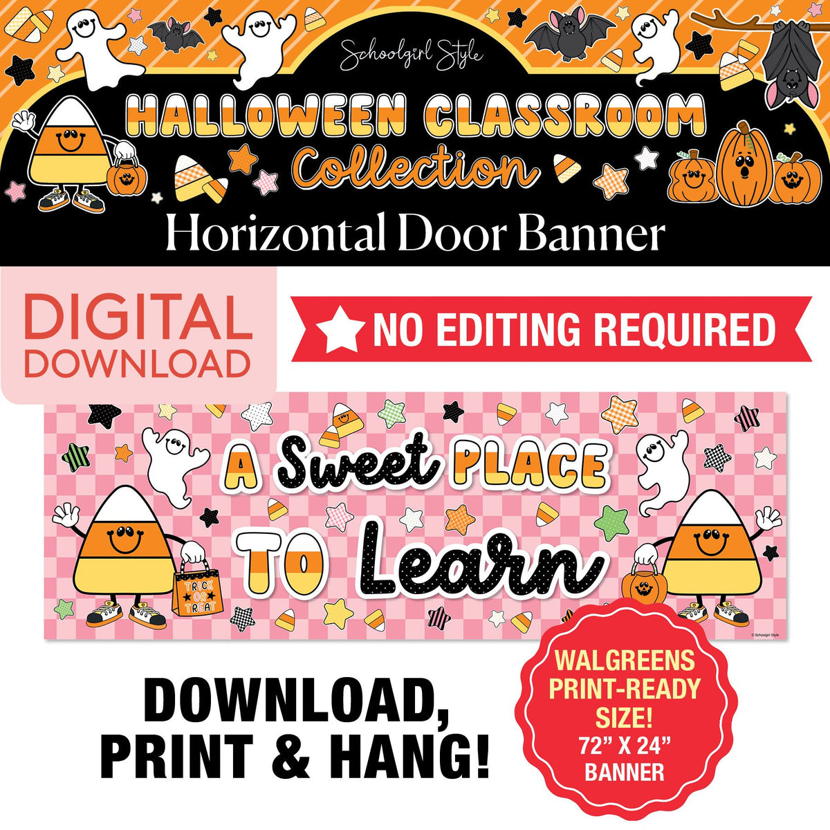 Printable Halloween Horizontal Walgreens Ready Kraft Style Banner | 90s Teacher