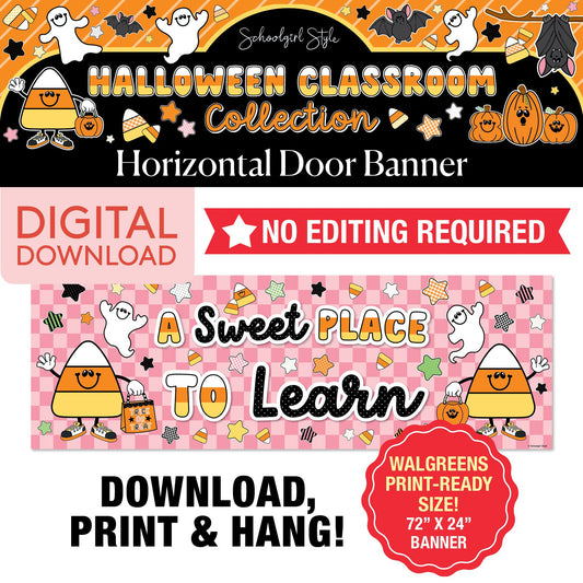 Printable Halloween Horizontal Walgreens Ready Kraft Style Banner | 90s Teacher