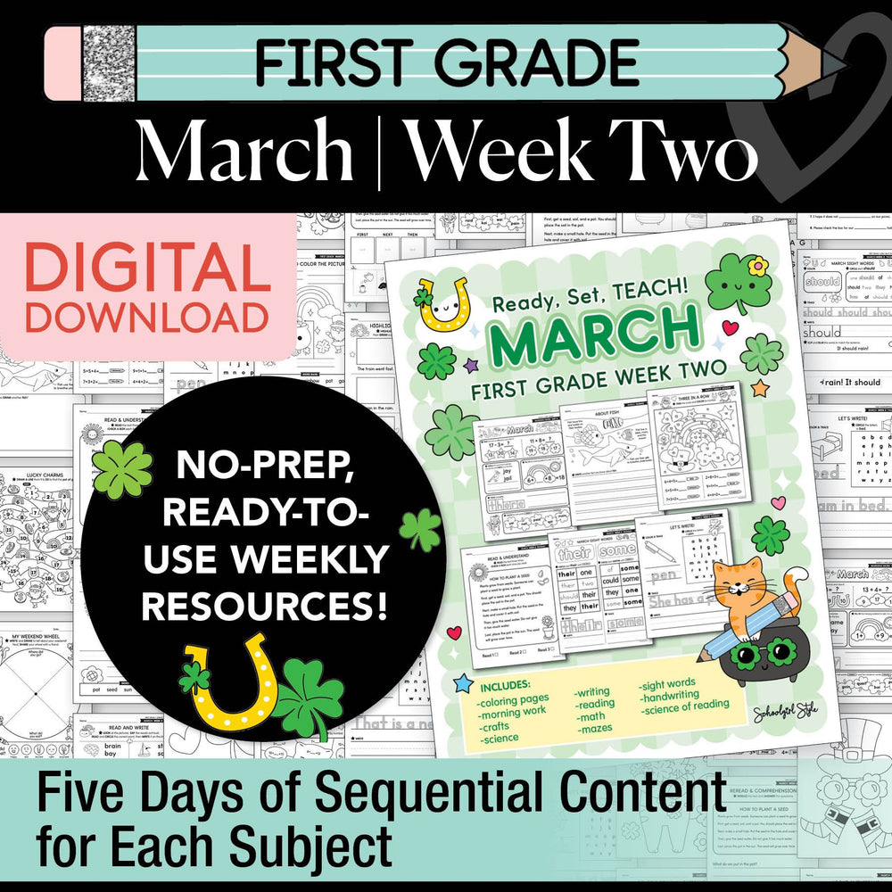 Printable First Grade March Week 2 Resources