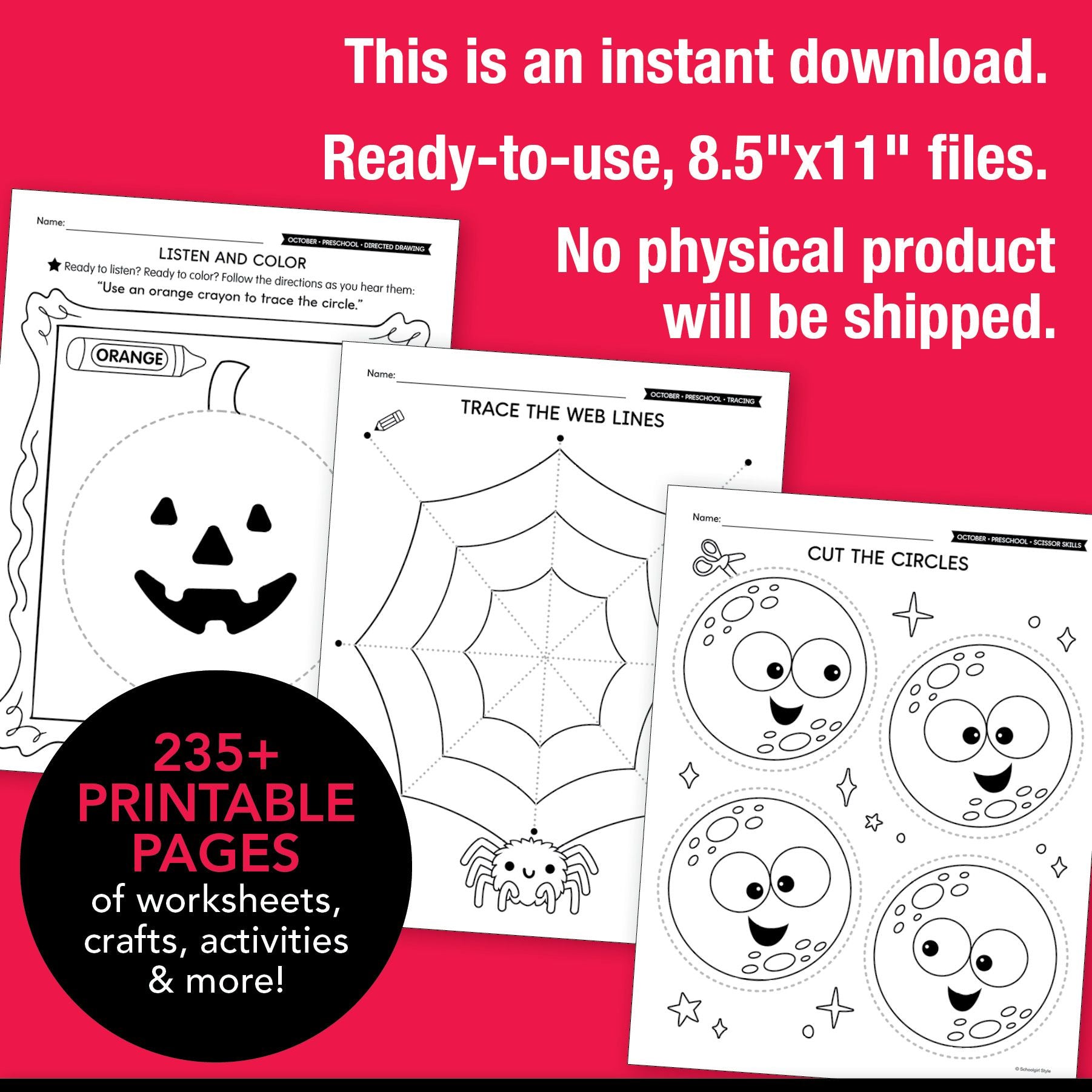 Printable Preschool October Thematic Unit Bundle