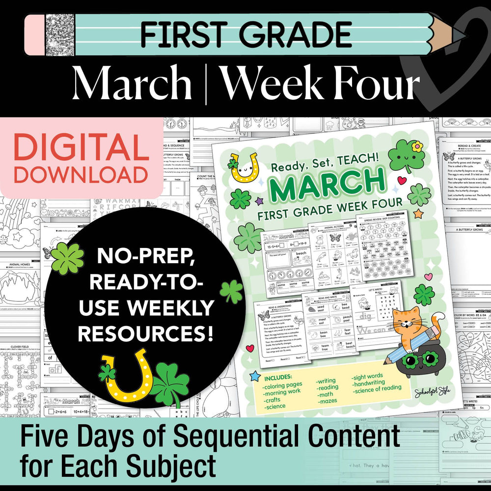 Printable First Grade March Week 4 Resources