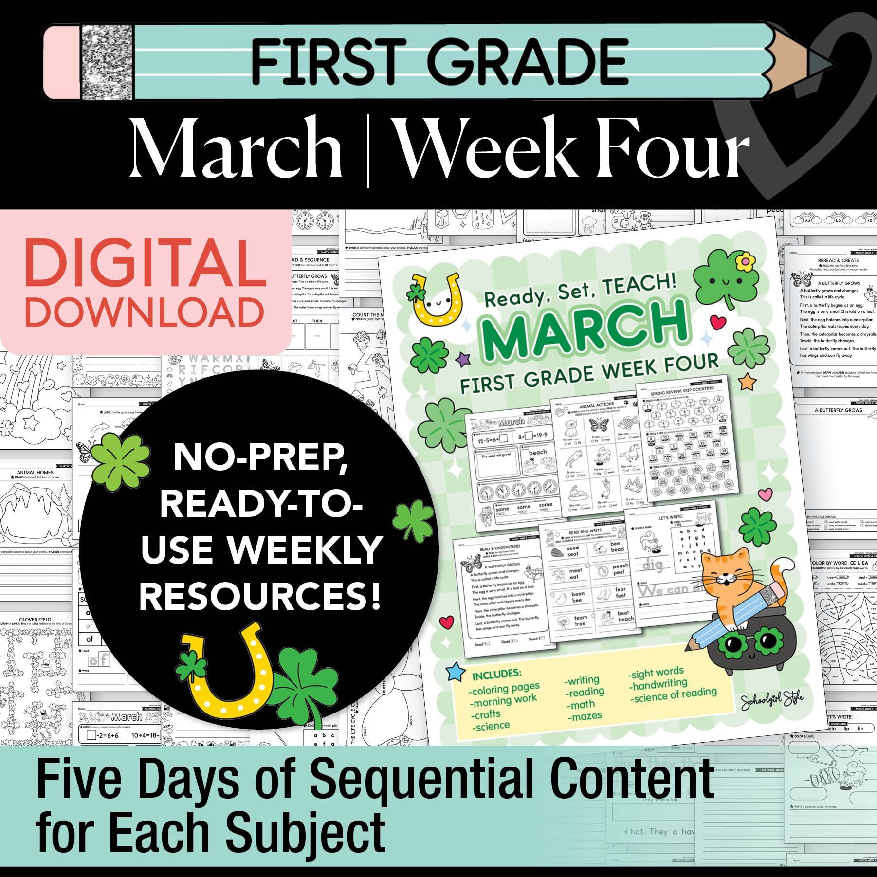Printable First Grade March Week 4 Resources