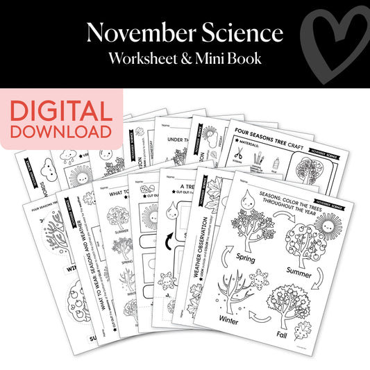Printable November Science Worksheet and Mini Book
