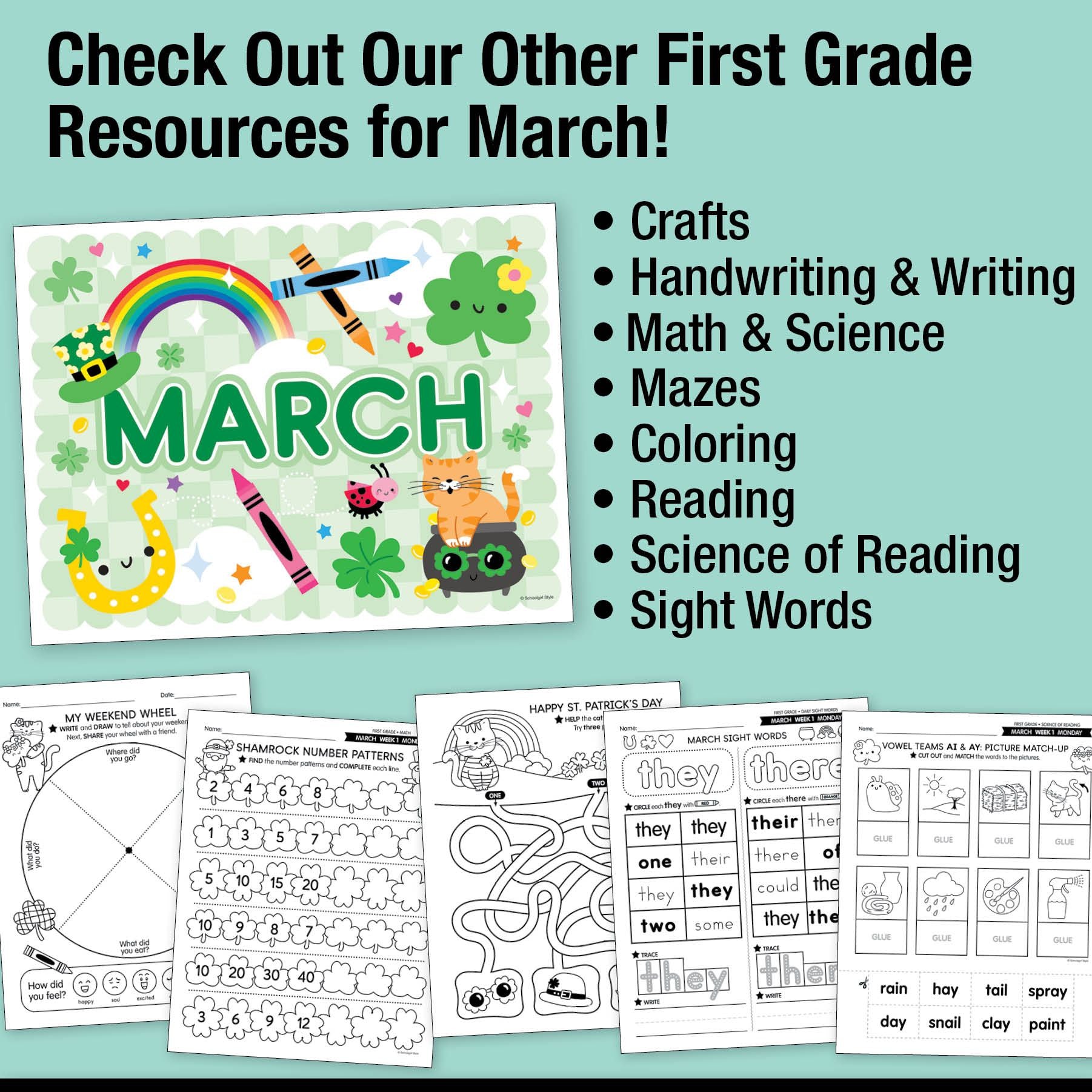 Printable First Grade March Daily Morning Work