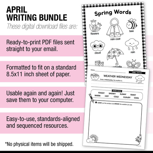 Printable Kindergarten April Writing Bundle