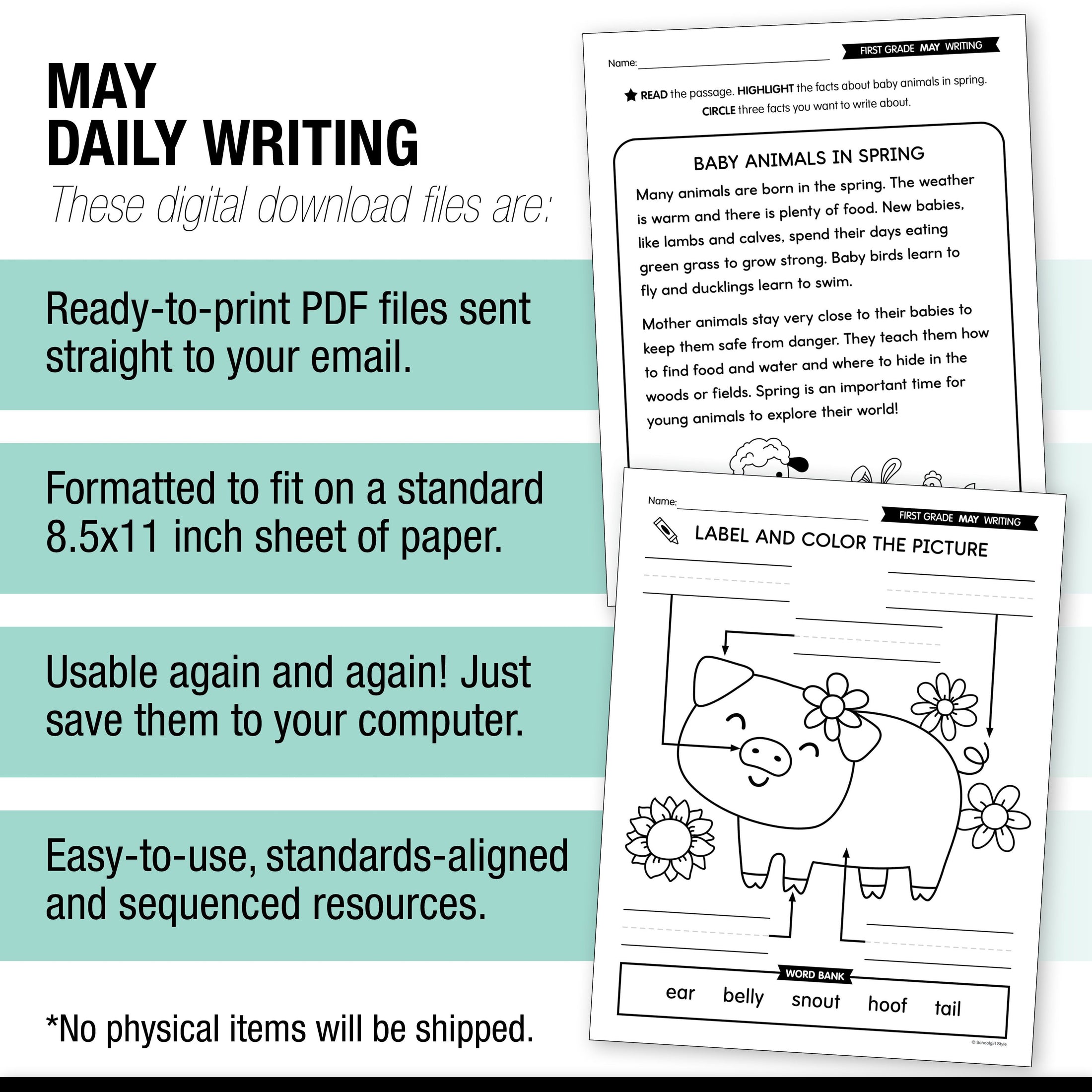 Printable First Grade May Daily Writing