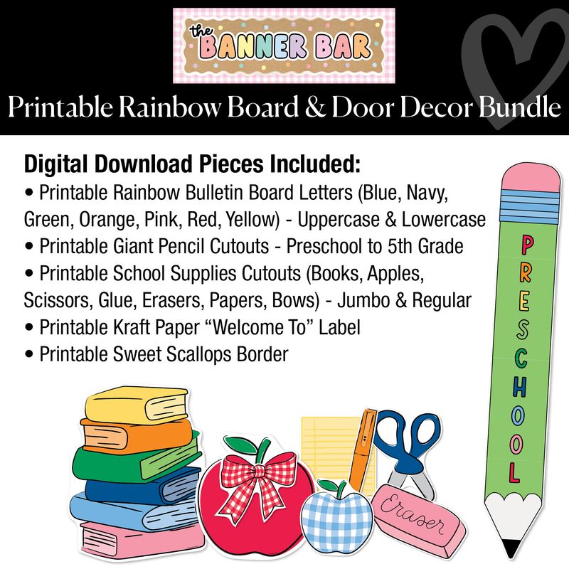 Printable Rainbow Board & Door Decor Bundle | Banner Bar