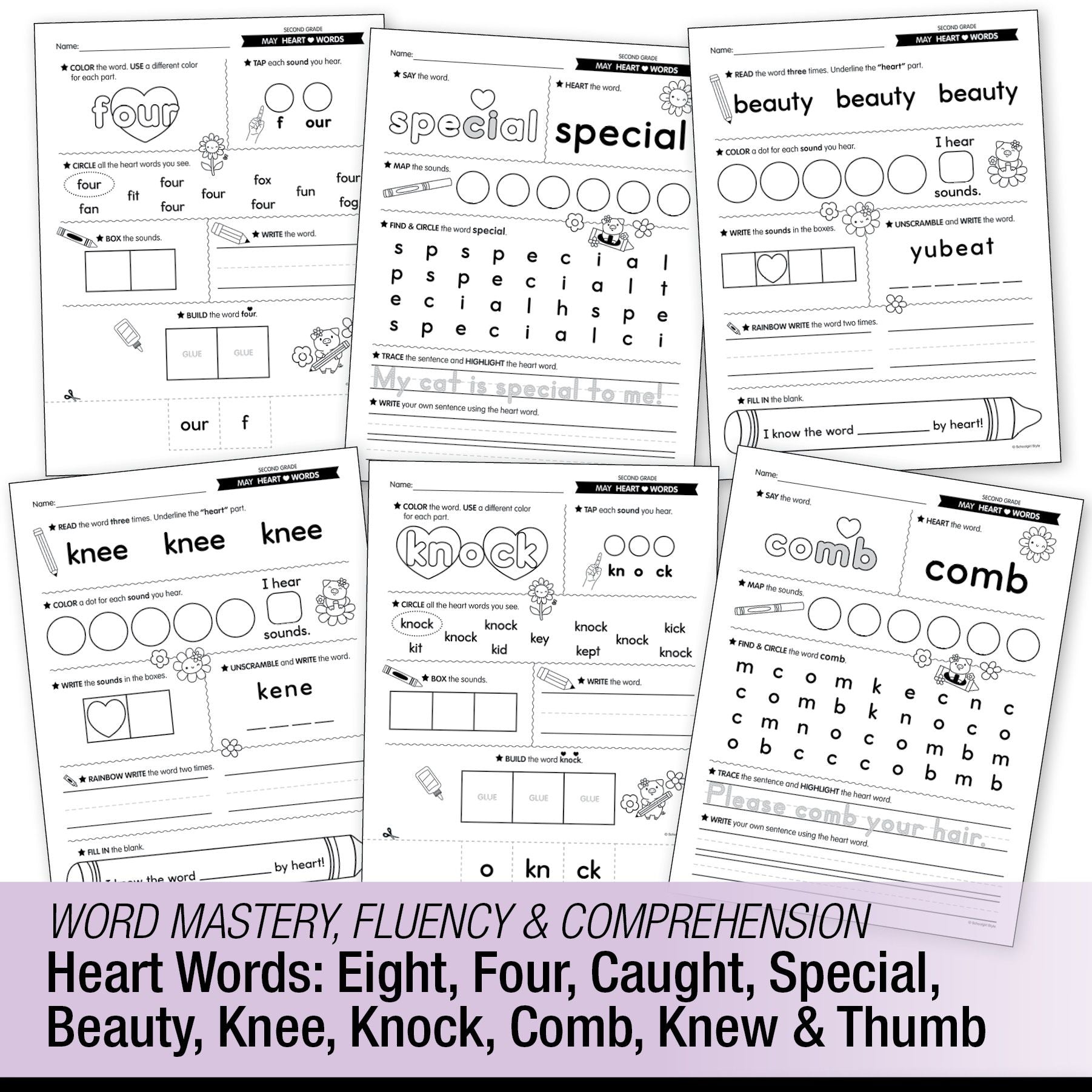 Printable Second Grade May Daily Heart Words