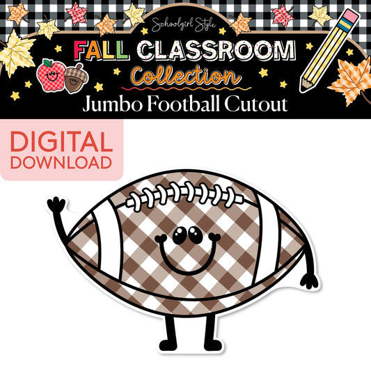 Printable Fall Football Jumbo Cutouts | 90s Teacher