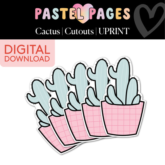 Boho Pastel Cactus Printable Bulletin Board Cutouts | Pastel Pages