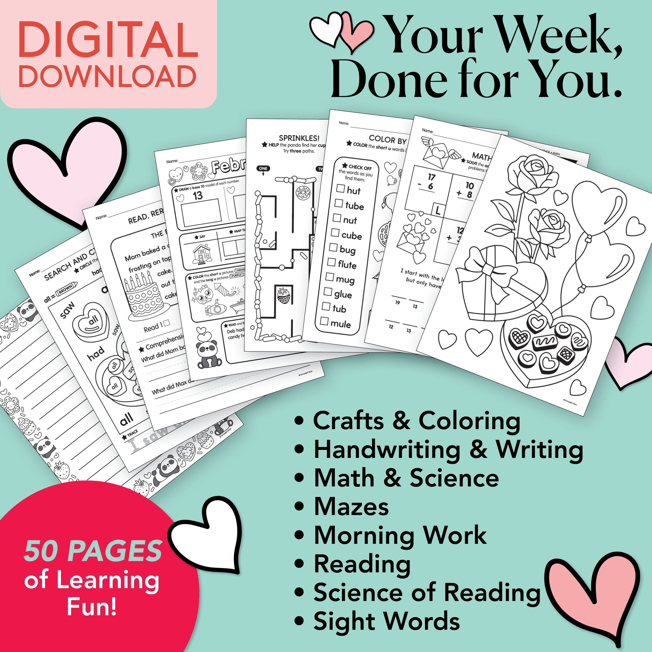 Printable First Grade February Week 4 Resources