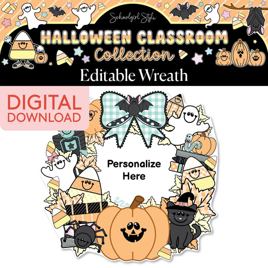 Printable Pastel Halloween Editable Wreath