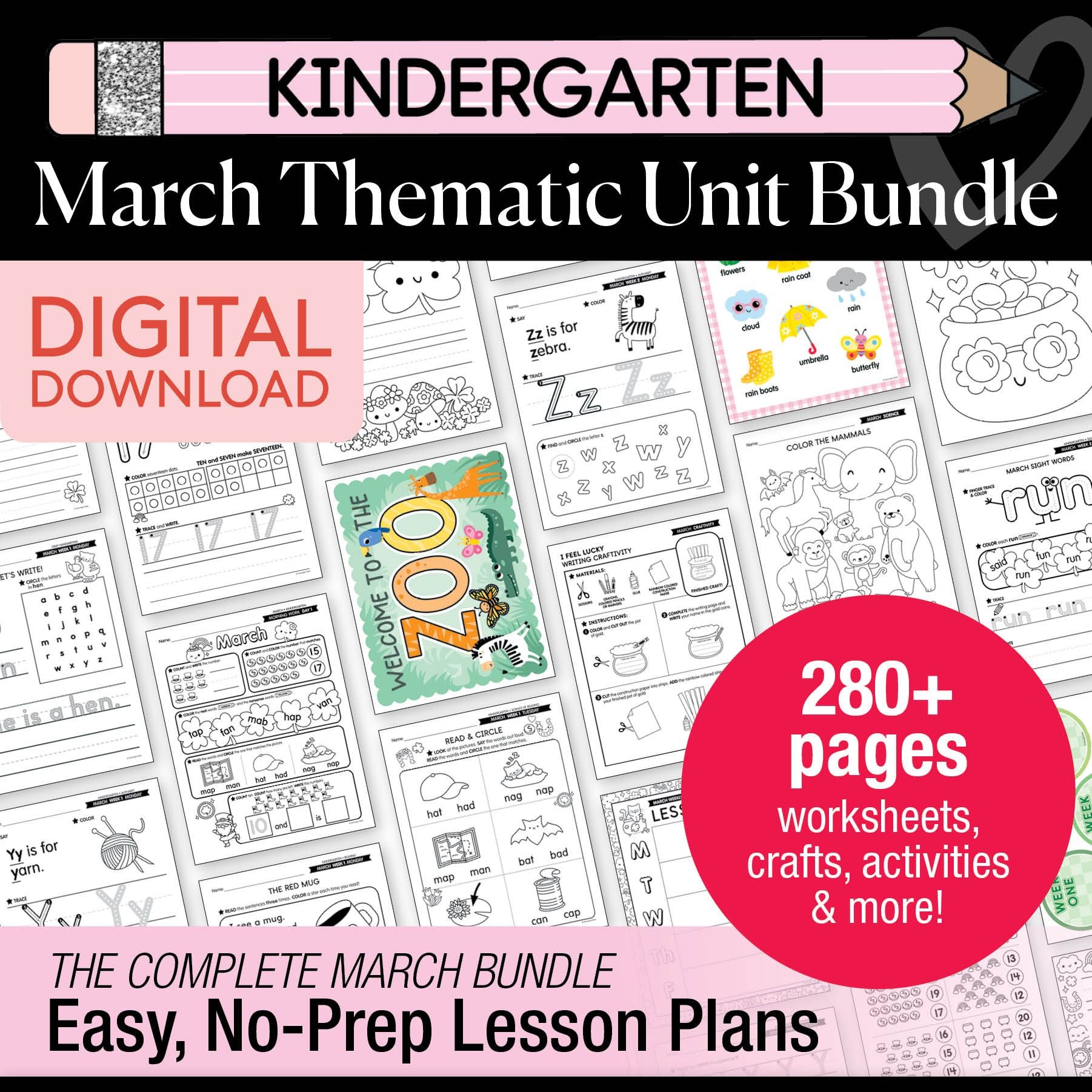 Printable Kindergarten March Thematic Unit Bundle