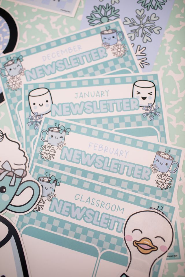 Printable Winter Editable Calendar and Newsletters | Sweet Sips and Snowflakes