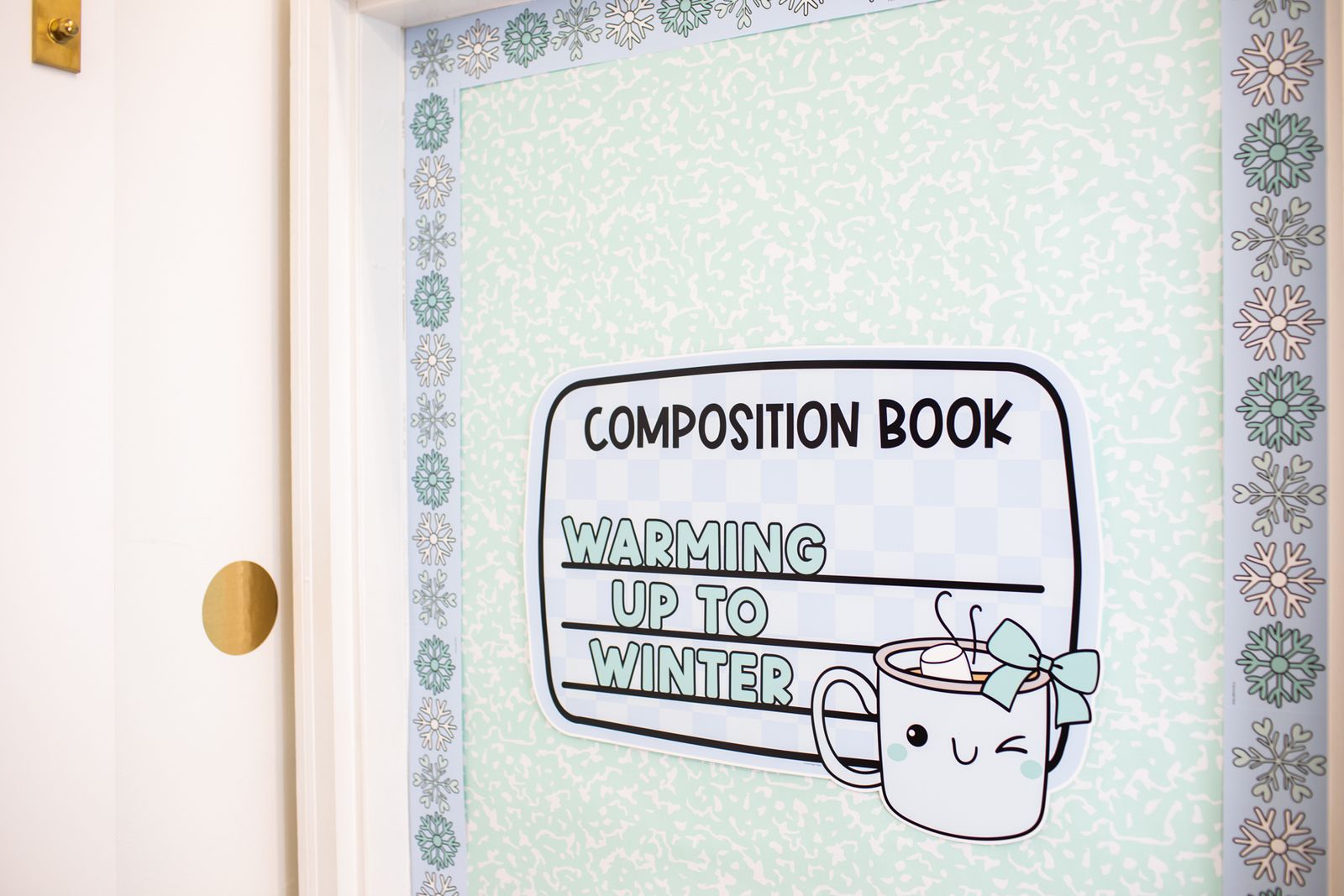 Winter Pre-Printed Door Decor Bulletin Board Set | Sweet Sips and Snowflakes