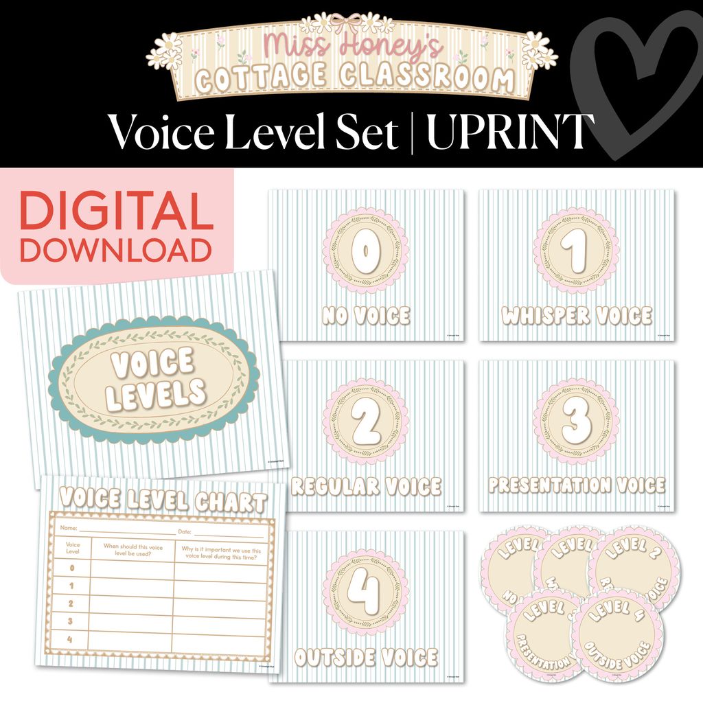 Printable Calming Voice Level Set | Miss Honey's Cottage Classroom