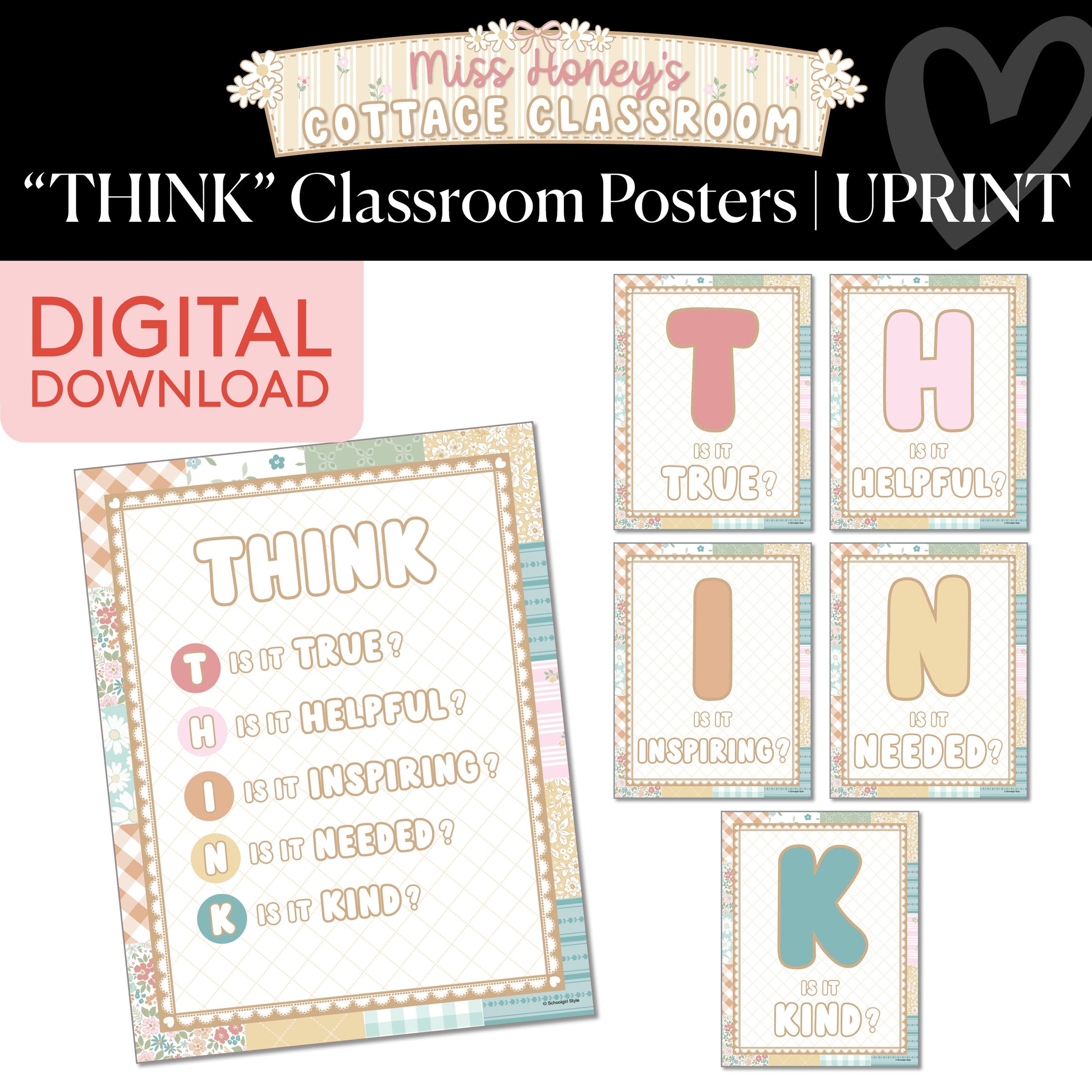 Printable Calming "THINK" Classroom Posters | Miss Honey's Cottage Classroom
