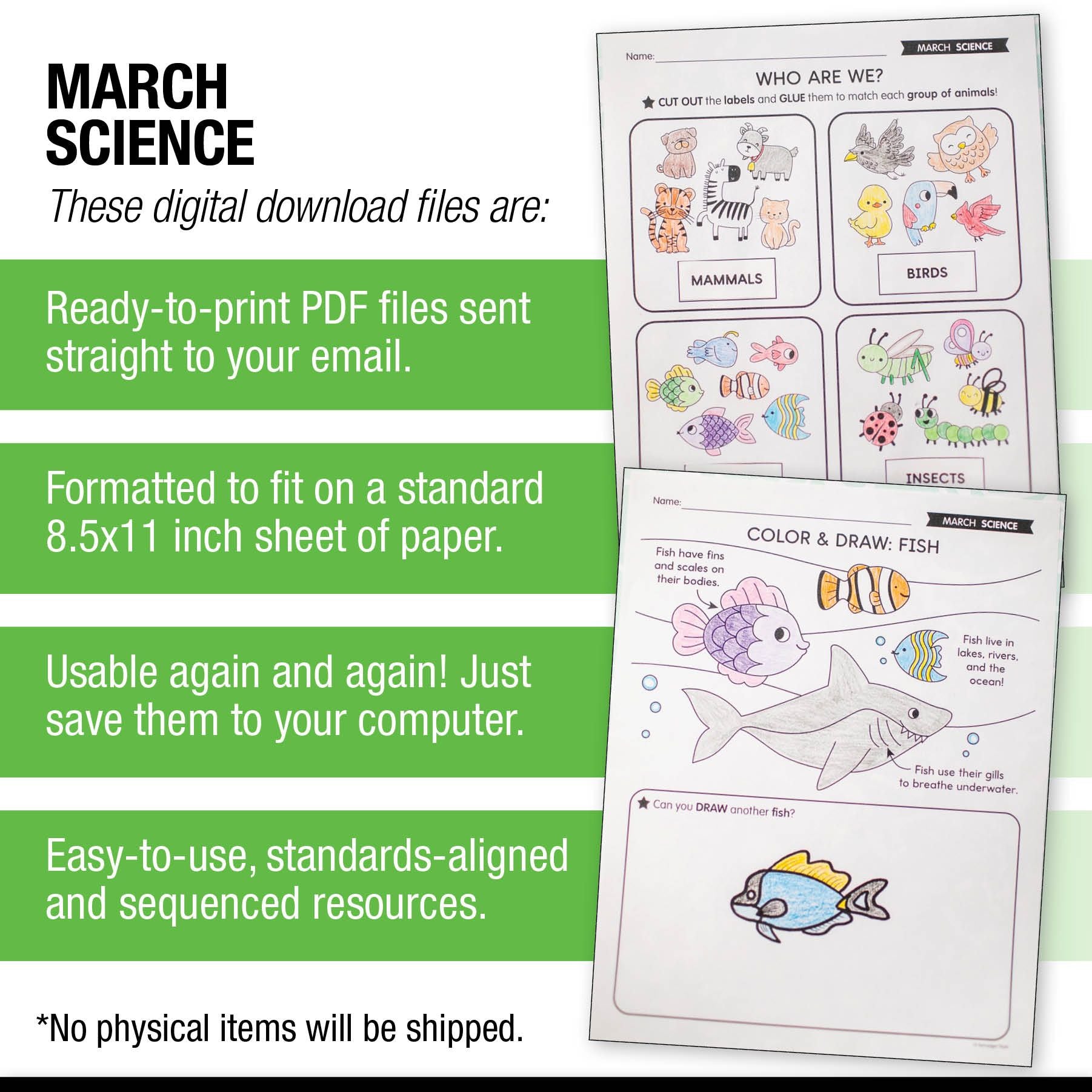 Printable March Science - Animals & Butterfly Life Cycle