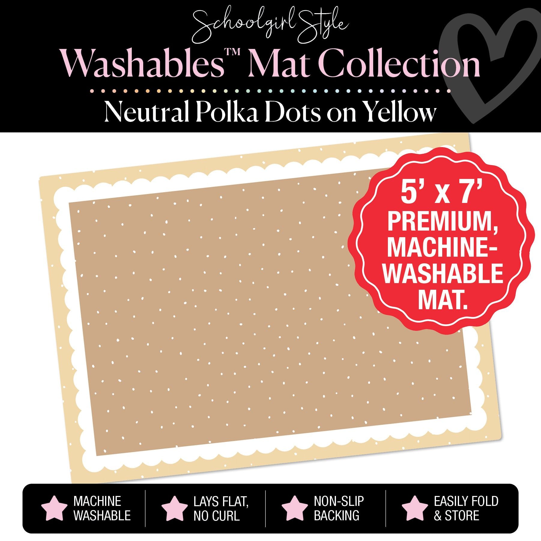Tiny Dots Banner Backdrop with Dark Yellow Border Classroom Mat by Schoolgirl Style