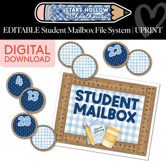 Printable Cozy Editable Student Mailbox File System | Stars Hollow Schoolhouse