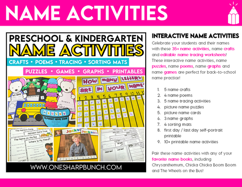 Name Activities and Crafts Mega Bundle Editable Name Tracing Practice & Writing