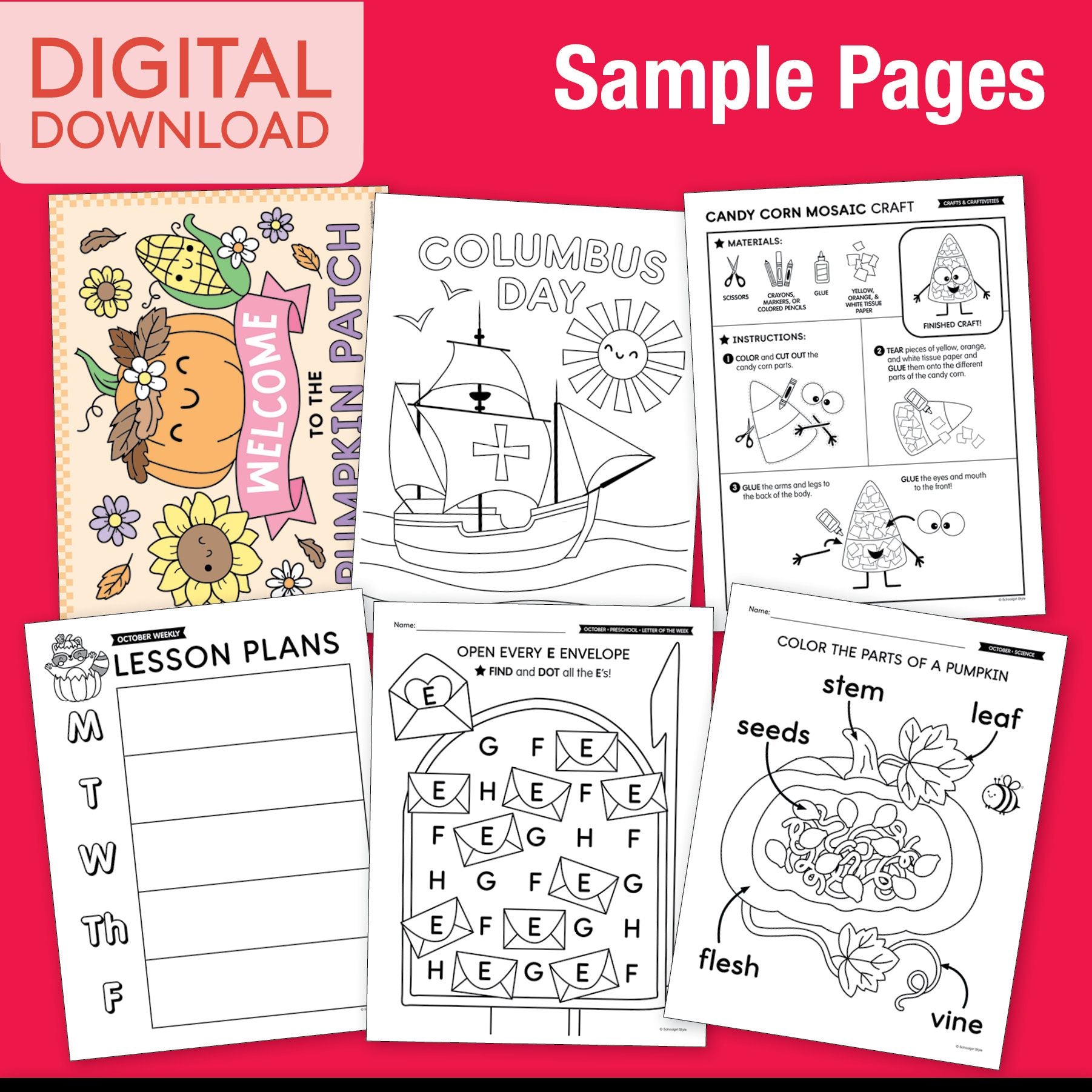 Printable Preschool October Thematic Unit Bundle