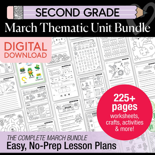 Printable Second Grade March Thematic Unit Bundle
