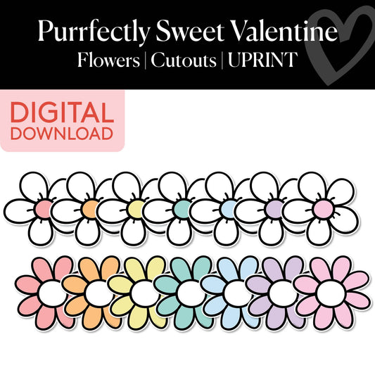 Printable Valentines Flowers Cutouts | Purrfectly Sweet Valentine