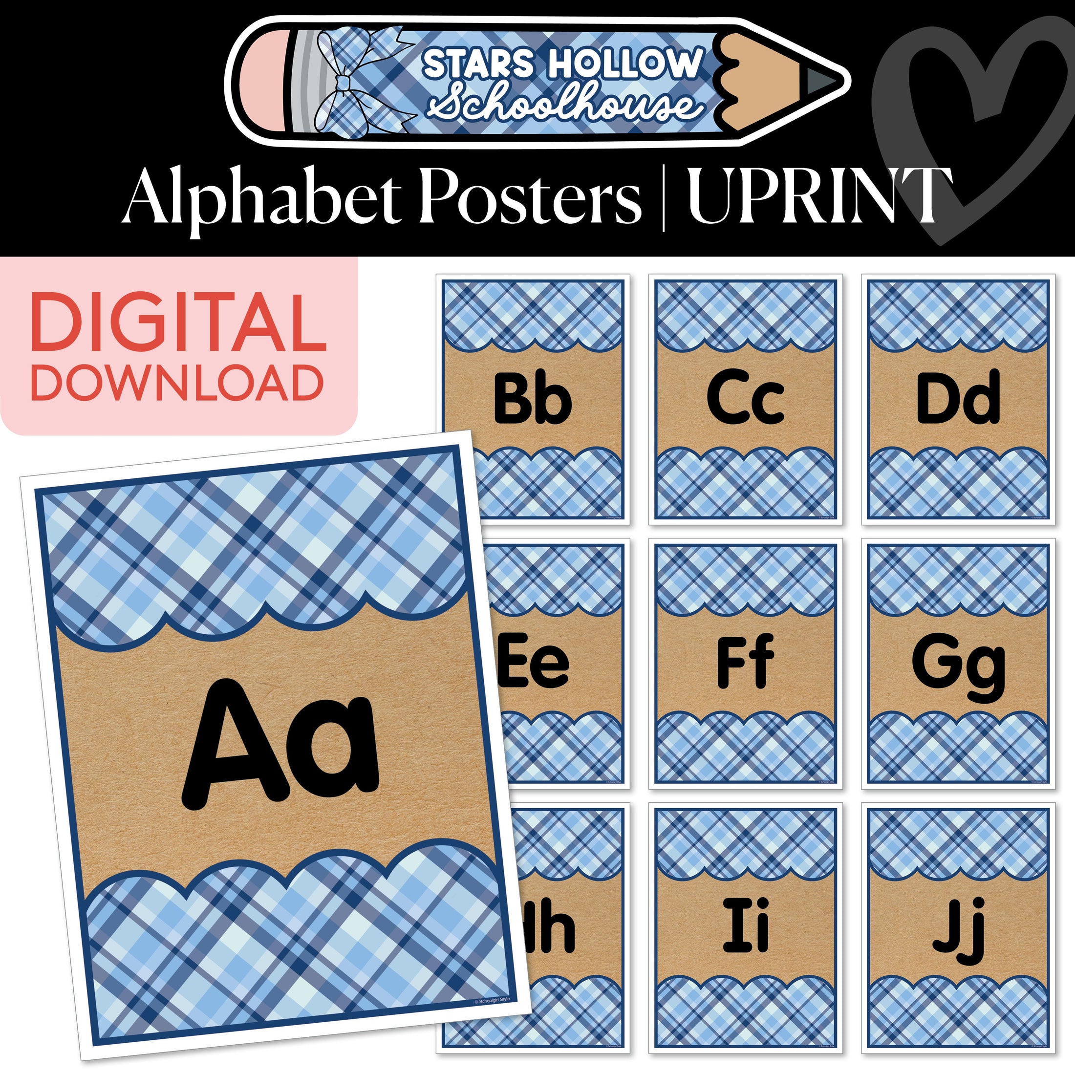 Printable Cozy Plaid Alphabet Posters | School in Stars Hollow