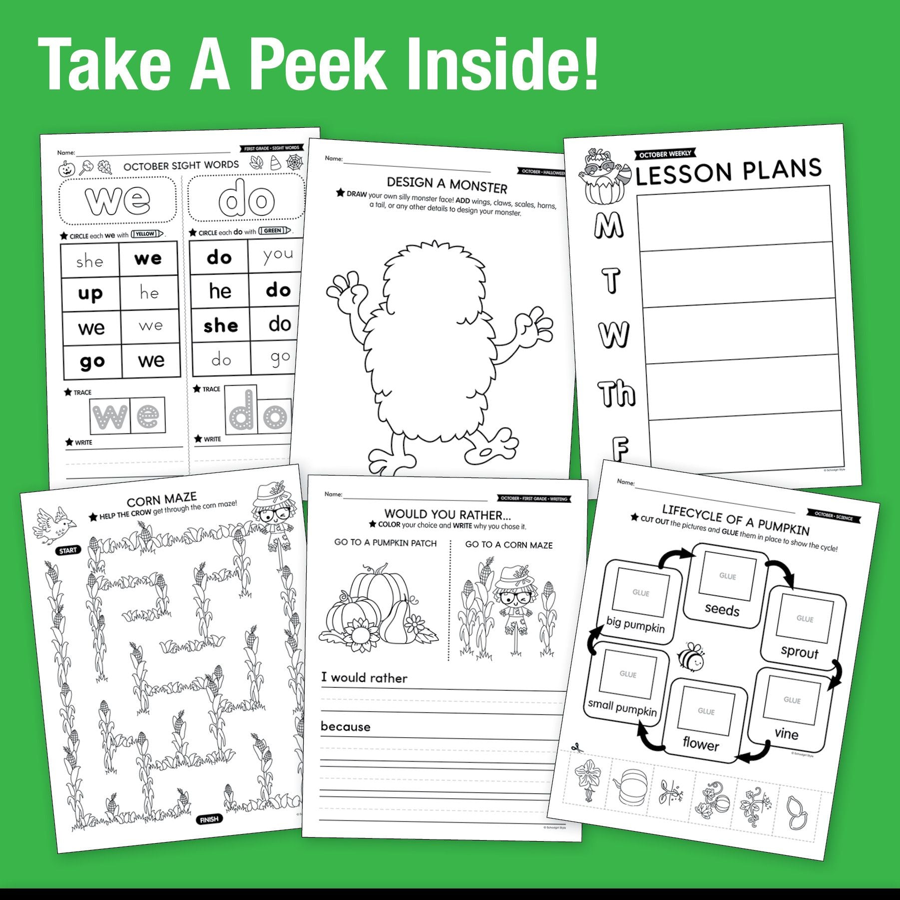 Big Book of October First Grade Thematic Unit Bundle