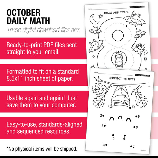 Printable Preschool October Daily Math