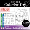 Load image into Gallery viewer, Printable First and Second Grade Columbus Day Worksheets Activities and Coloring Pages
