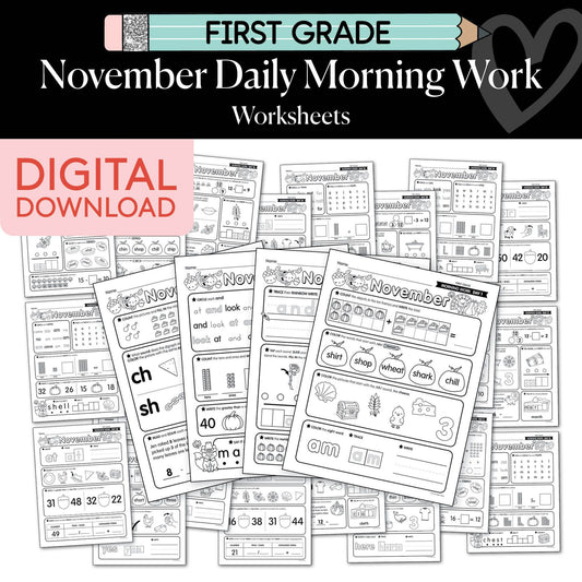 Printable First Grade November Daily Morning Work